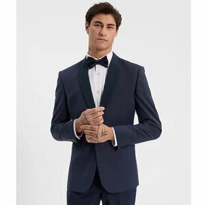 Express Extra Slim Navy Tuxedo Blazer 44R Wool Blend Formal Jacket